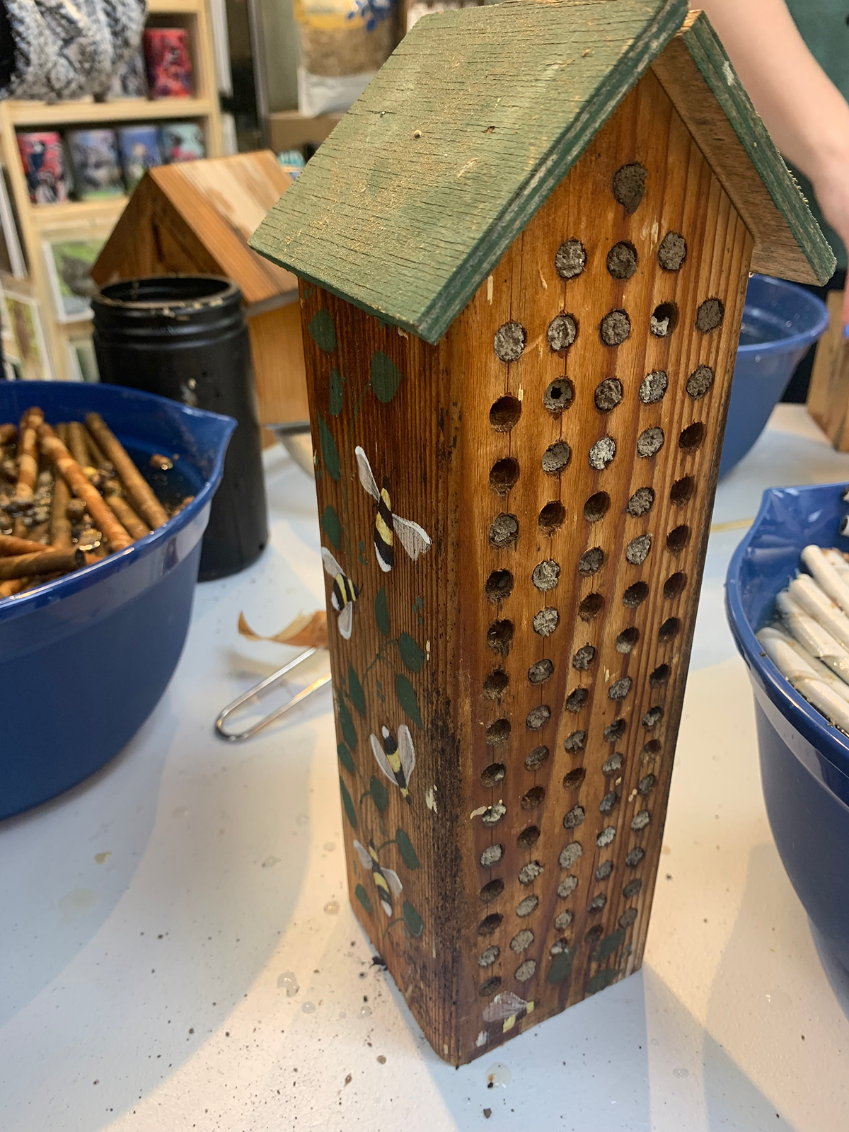 drilled mason bee house